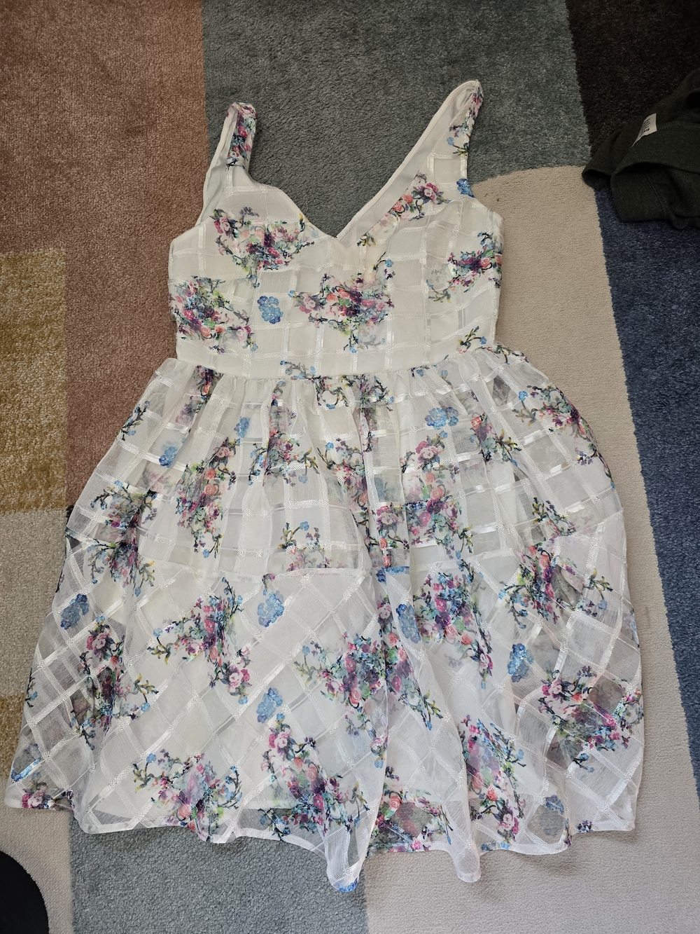 Maeve White Floral Fit & Flare Dress with Pastel Bouquet Print